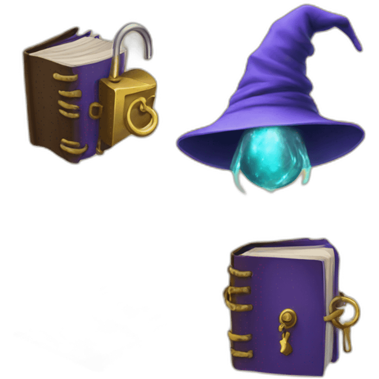 Wizard book with locks emoji