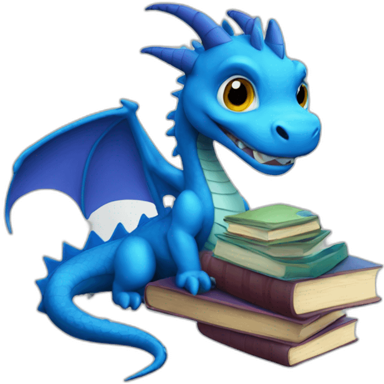 Blue Dragon with Books emoji