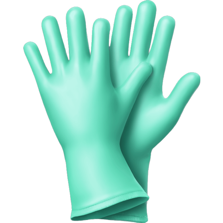 Realistic mint green latex medical gloved hands isolated.  emoji