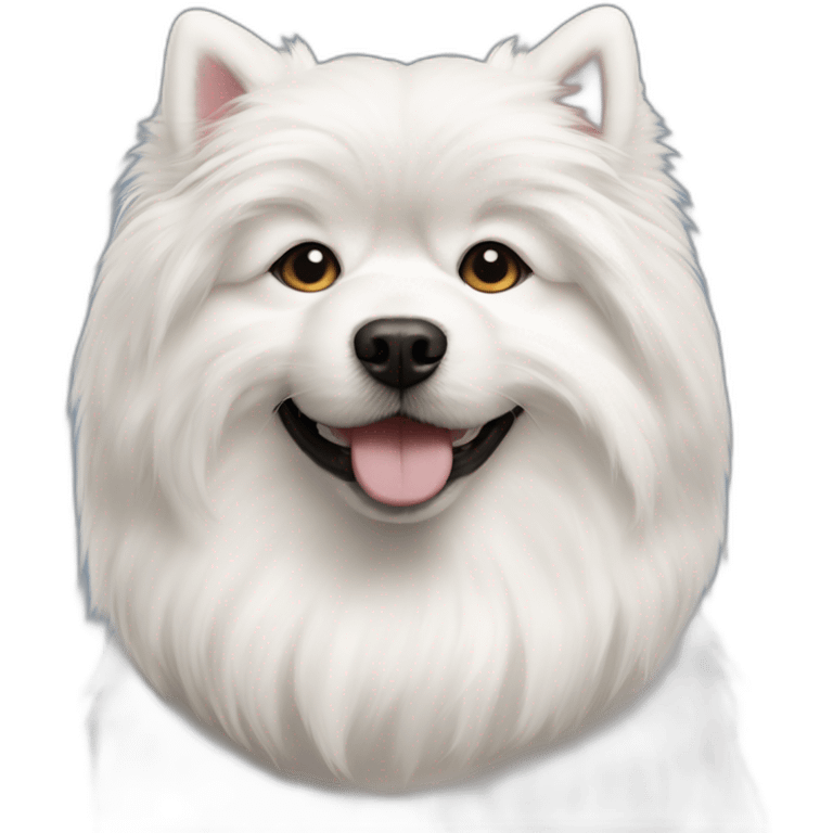 A Samoyed dog with a shih tzu dog emoji