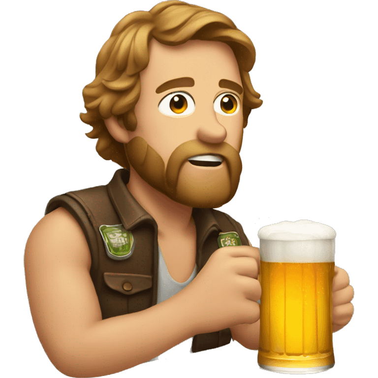 Luke drinking a beer emoji