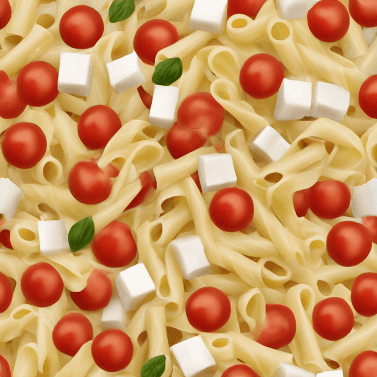 pasta salad consisting of pasta, tomatoes, mozzarella and balsamic dressing emoji