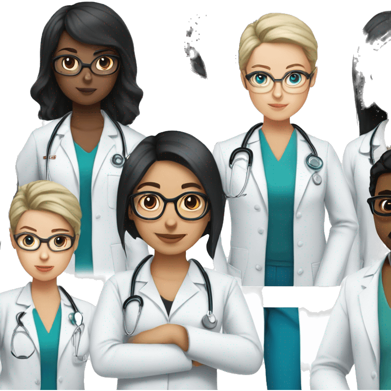 doctor, black hair, girl, white skin, straight hair, blak eyes, glasses emoji