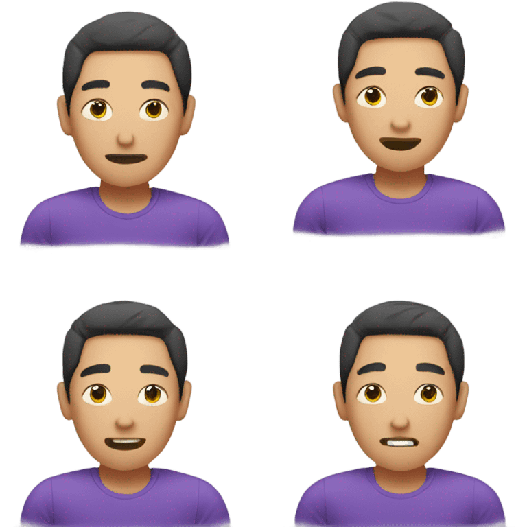 Asian guy with a dumpling and purple shirt emoji