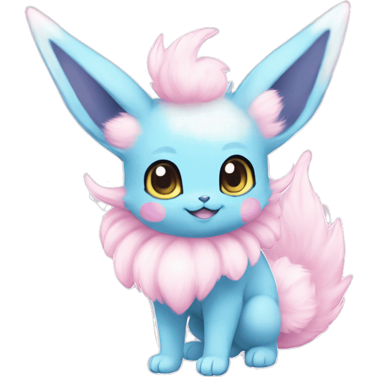 Kawaii Pastel Cotton-Candy-Colored Eeveelution-Cute-Pokémon-fusion full body emoji