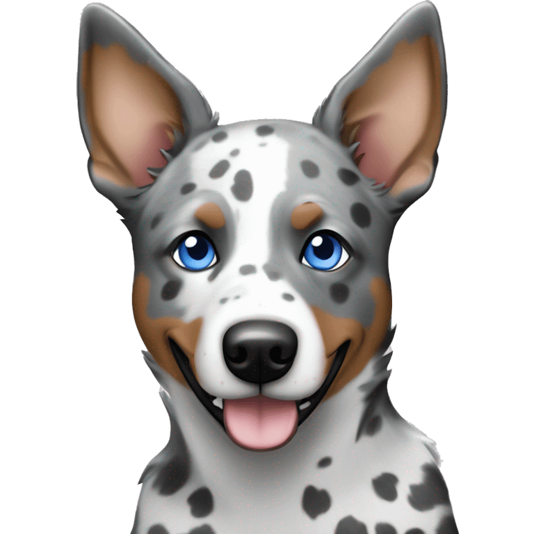 Australian cattle dog grey and white spotted with blue eyes emoji