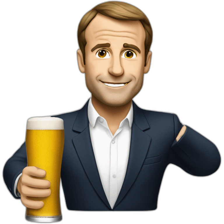 Macron qui bois une bière emoji