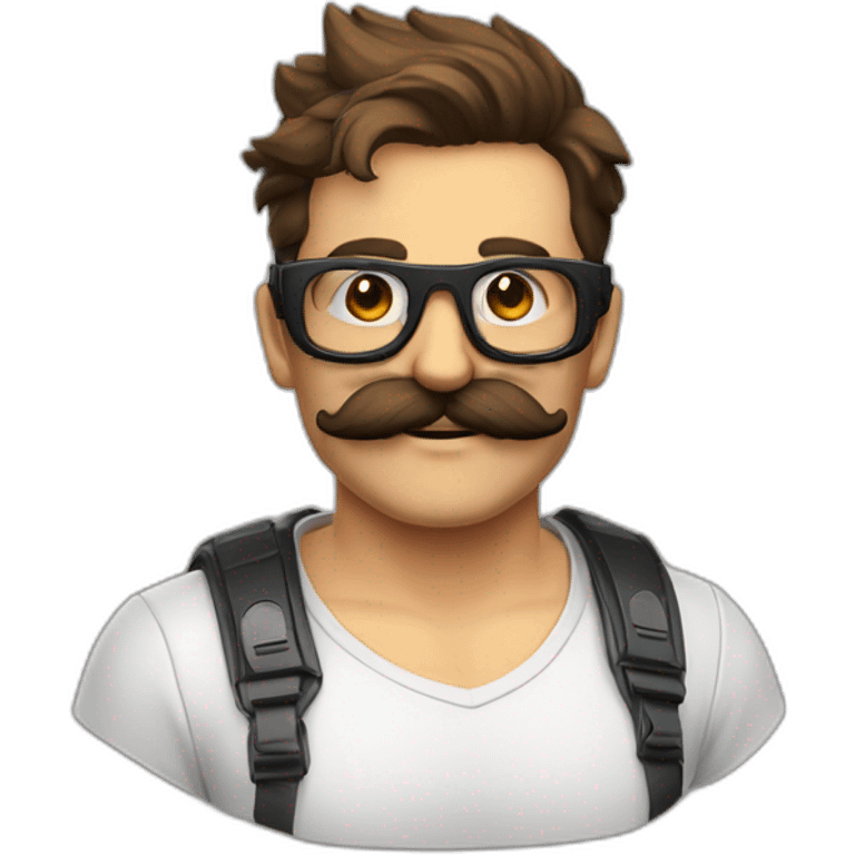 gamer chauve avec des lunettes et une moustache emoji