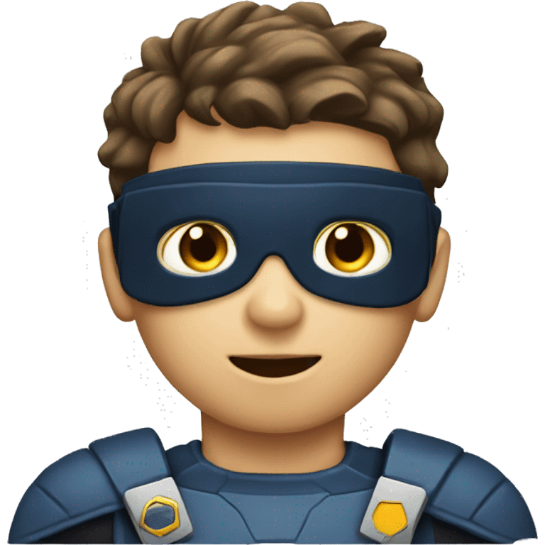 a boy that has a computer for a head and is wearing a superhero suit emoji