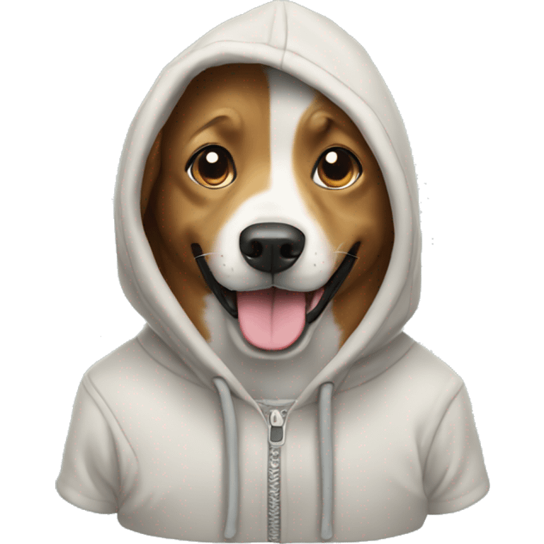 Happy dog wearing a hoodie emoji