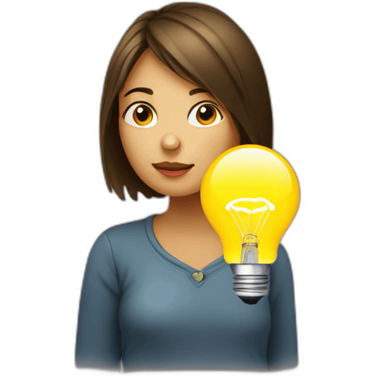 Girl-thinking-with-Bulb-light emoji