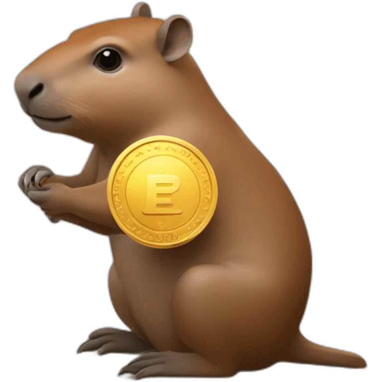 capibara with a eth coin in is hand emoji