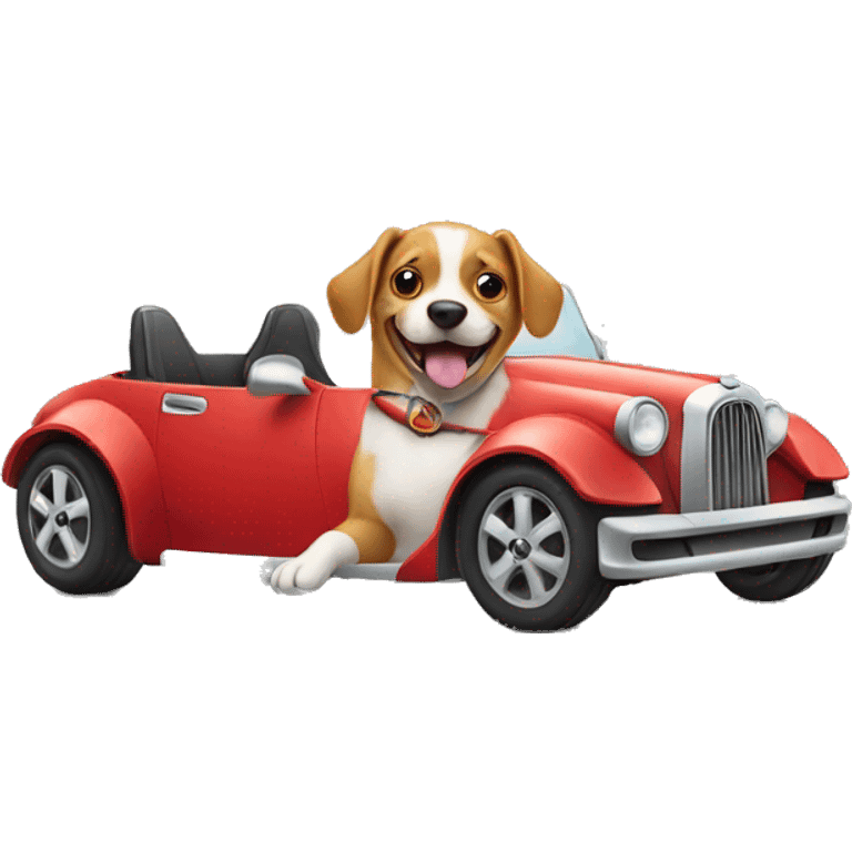 A dog driving a car emoji