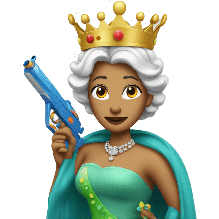 Queen with a water gun emoji