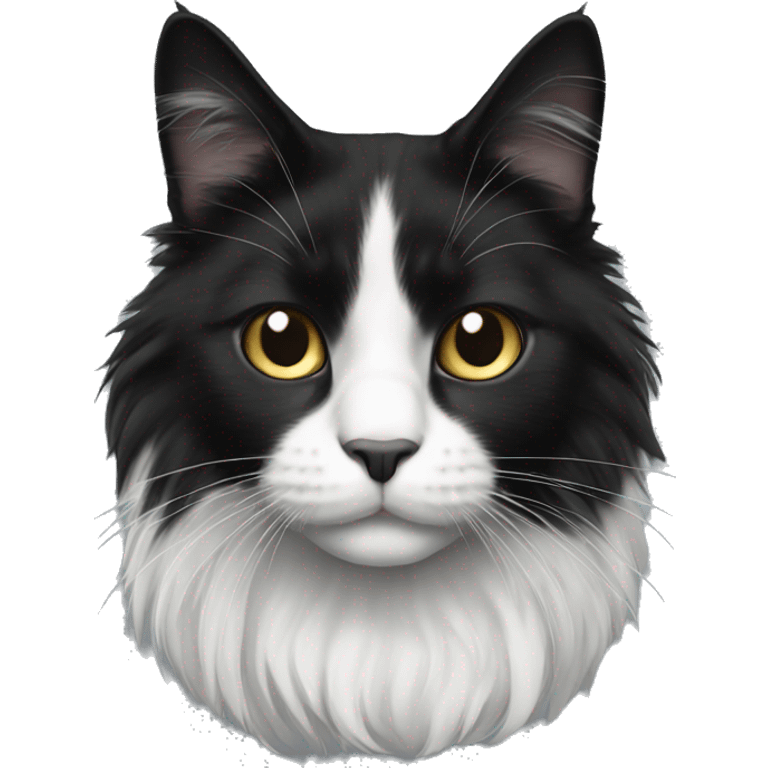 black and white cat long haired emoji