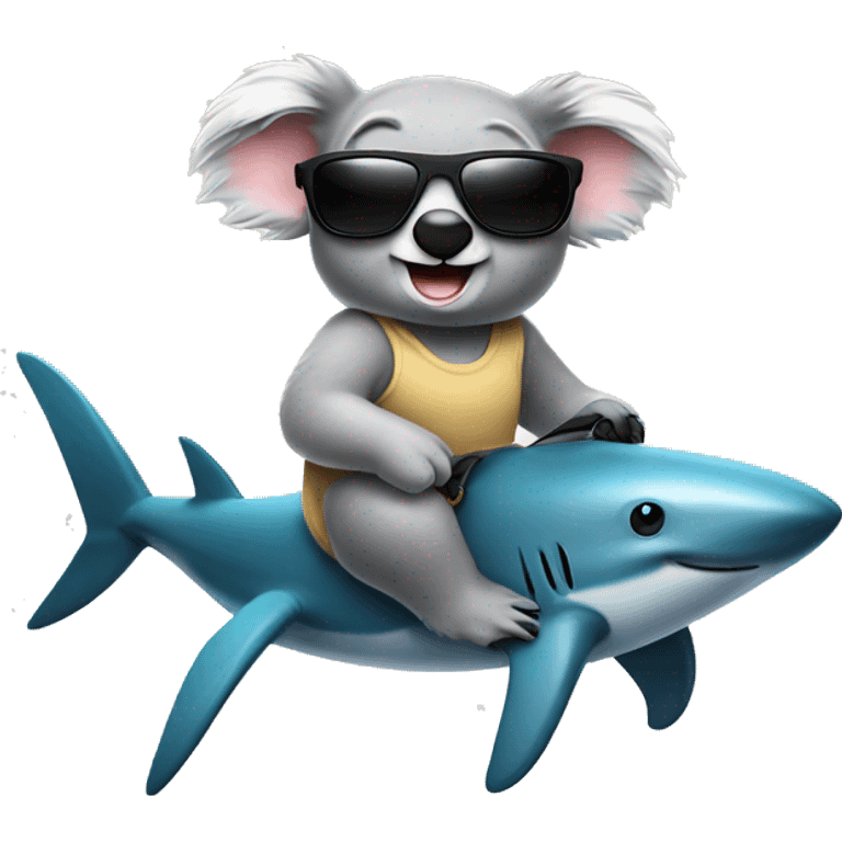 Koala riding a shark with sunglasses  emoji