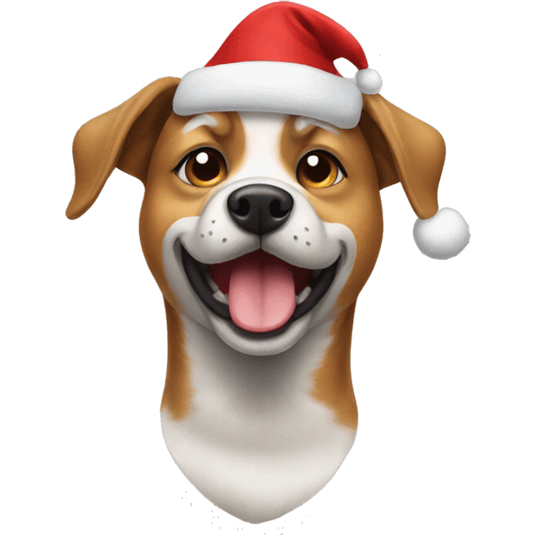 dog wearing a christmas hat emoji