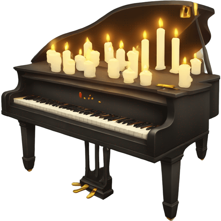 vintage piano with melted candles on top emoji