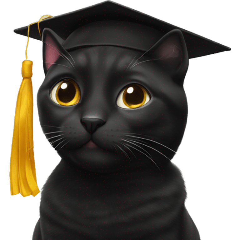 Black cat wearing graduation cap emoji