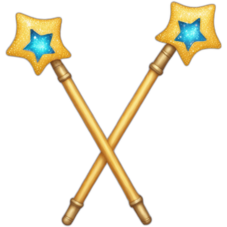 magic wand with three magic sparkles emoji