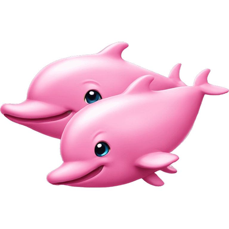 two cute pink dolphins  emoji