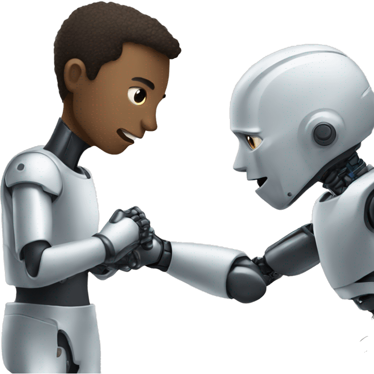 fighting between human and AI robot emoji