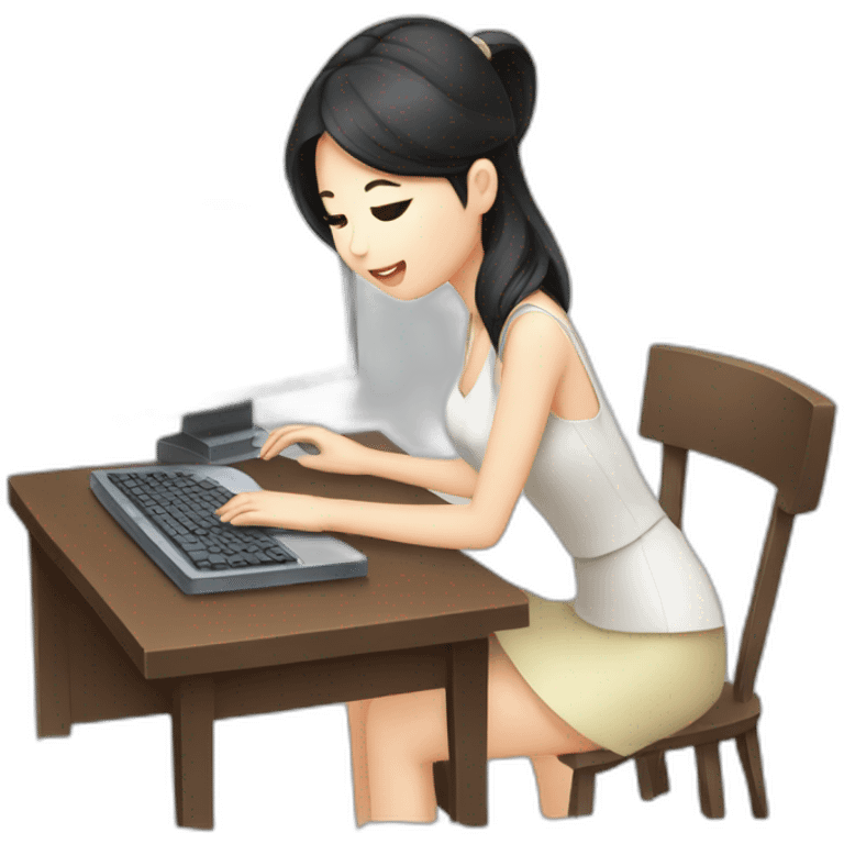 asia-girl-beautiful-typing-on-computer-busy emoji