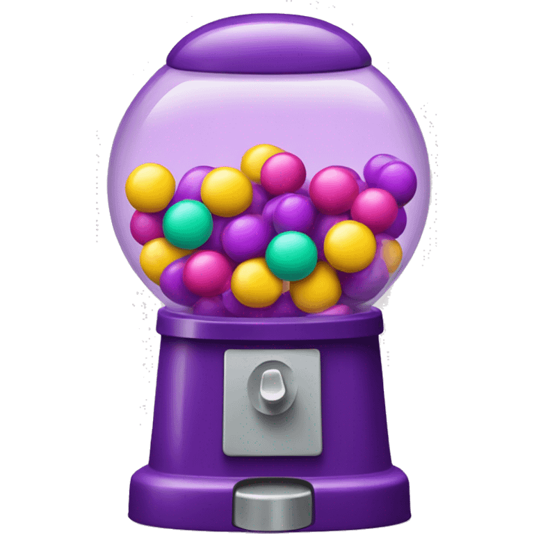 Purple gumball machine with purple, fuchsia, yellow, and mint green gumballs emoji