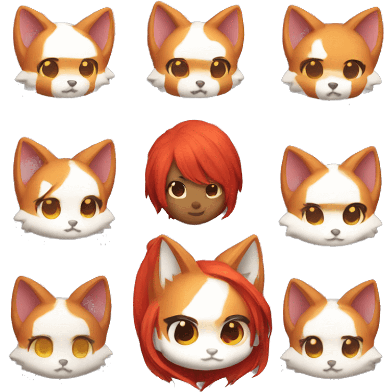 chibi kitsune red hair emoji