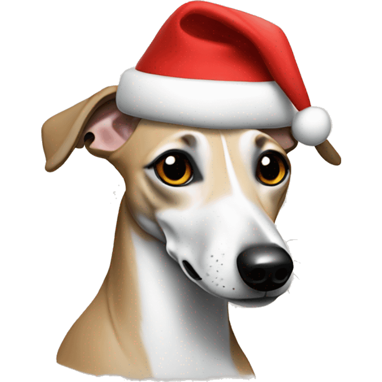 Whippet with a Santa hat  emoji