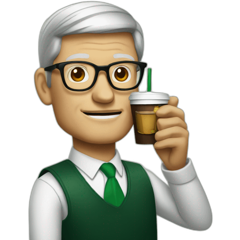 Tim cook drinking starbuck emoji