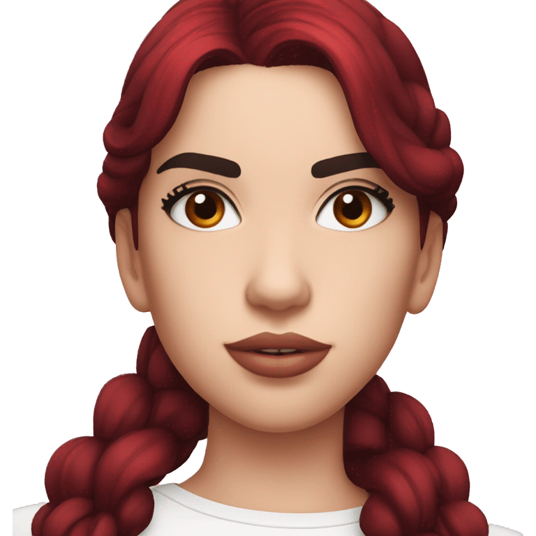 Dua Lipa with dark red hair emoji