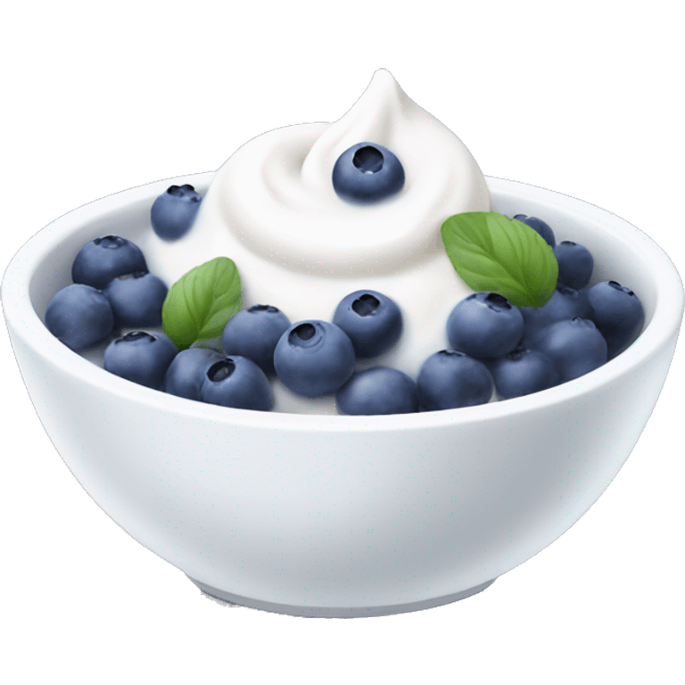 White bowl with yogurt and blueberries emoji