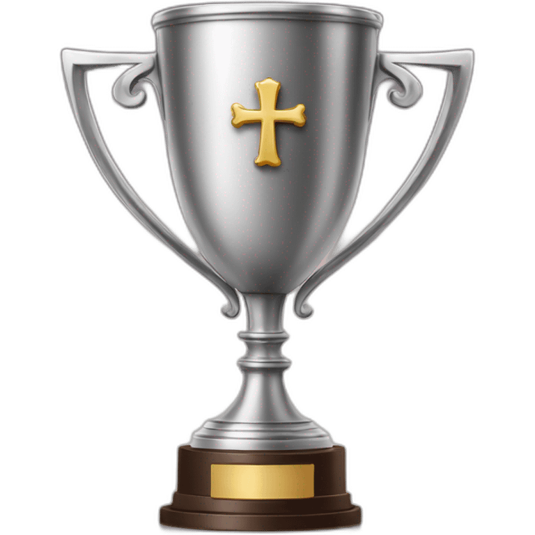 royal empty Christian trophy for the winner with a cross on royal background emoji