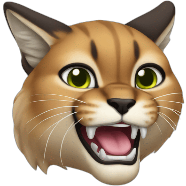 Chunky caracal cat hissing emoji