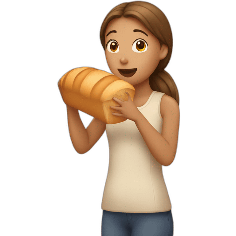 girl smelling loaf of bread emoji