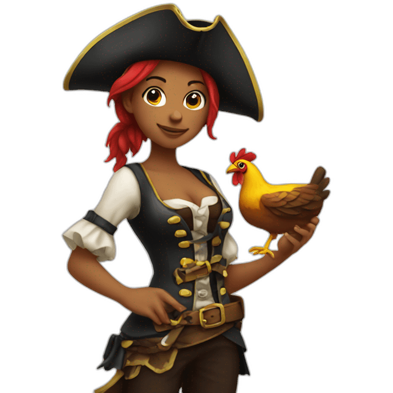 Pirate girl holding chicken emoji