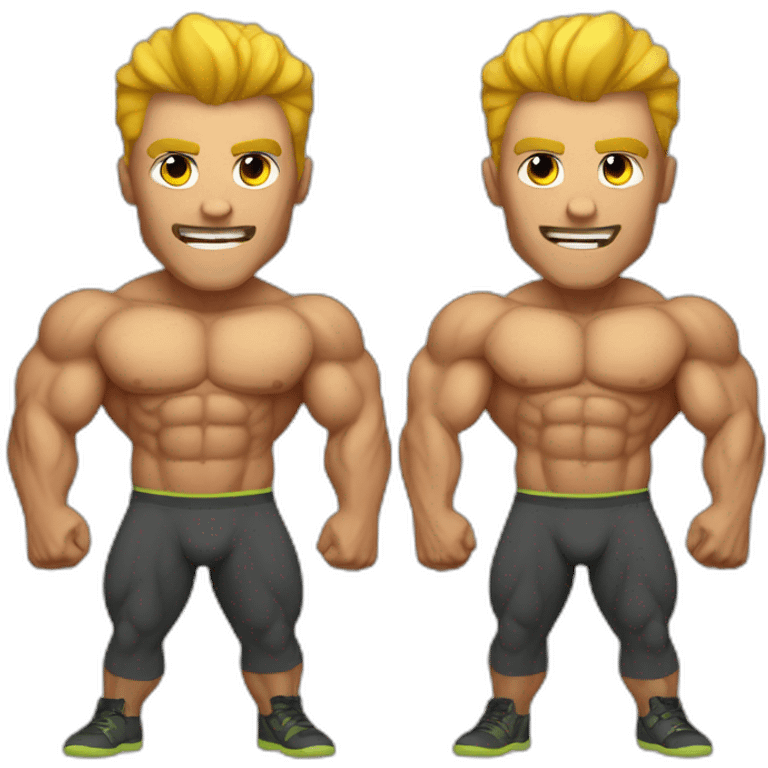 Radioactive muscle guy with boyfriend emoji