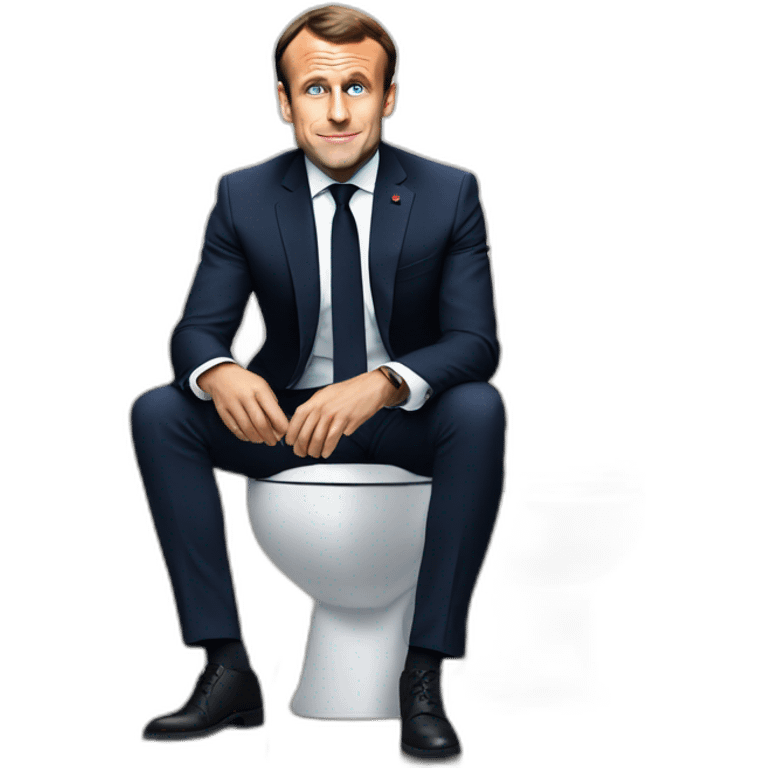 Emmanuel macron sitting on toilets emoji