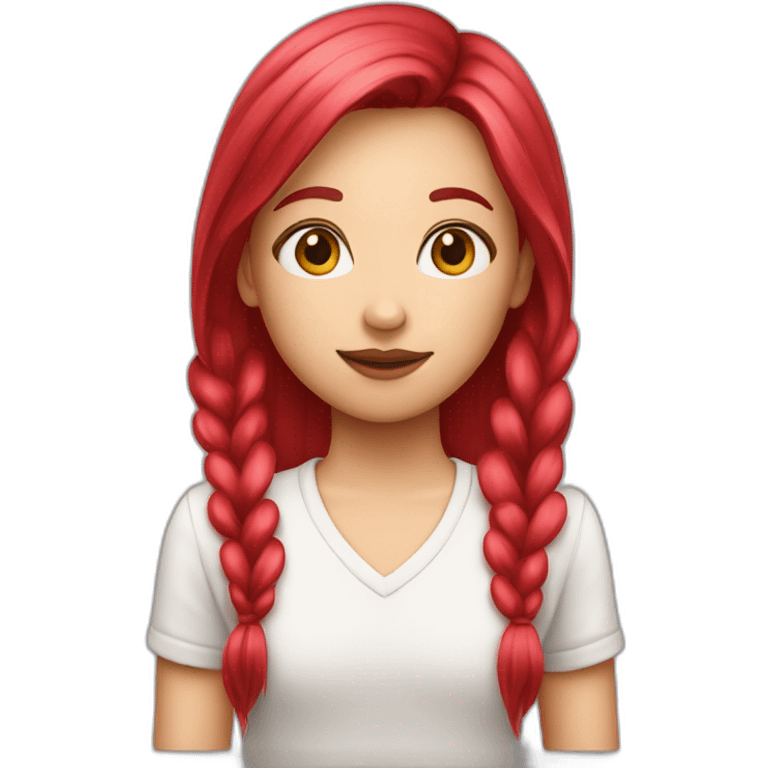 girl-long-straight-rosered-hair-holding-heart emoji