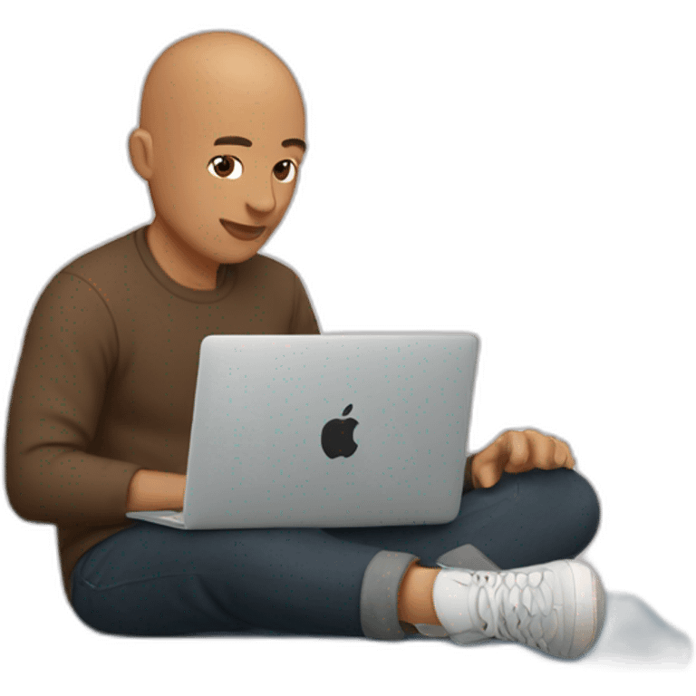 bald-brown-designer-sitting-behind-macbook emoji