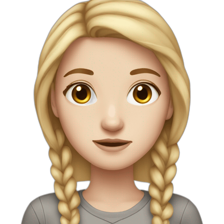 White Girl with freckles, light hair, grey eyes, emoji