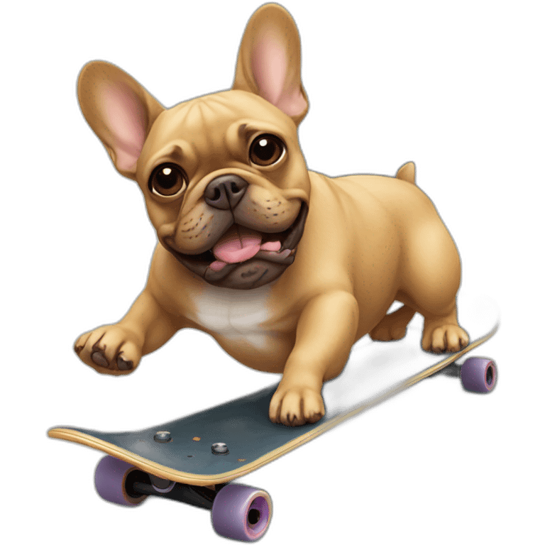 brown french bulldog on a skateboard emoji