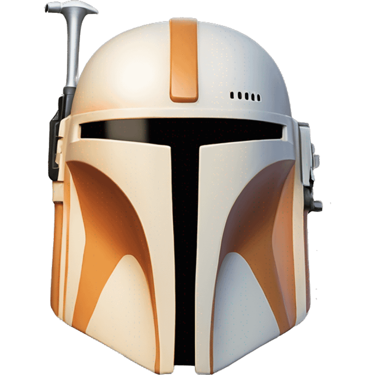 Pastel orange and white colored Mandalorian helmet with antenna emoji