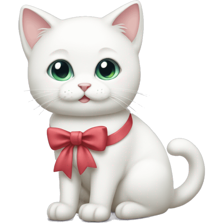 white cat with bow emoji