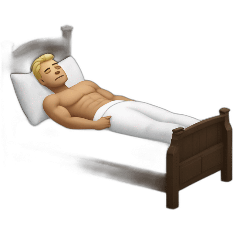 muscular white man sleeping in a bed emoji