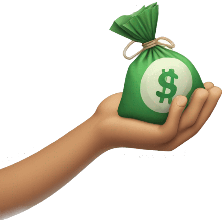 a hand holding a bag of money emoji