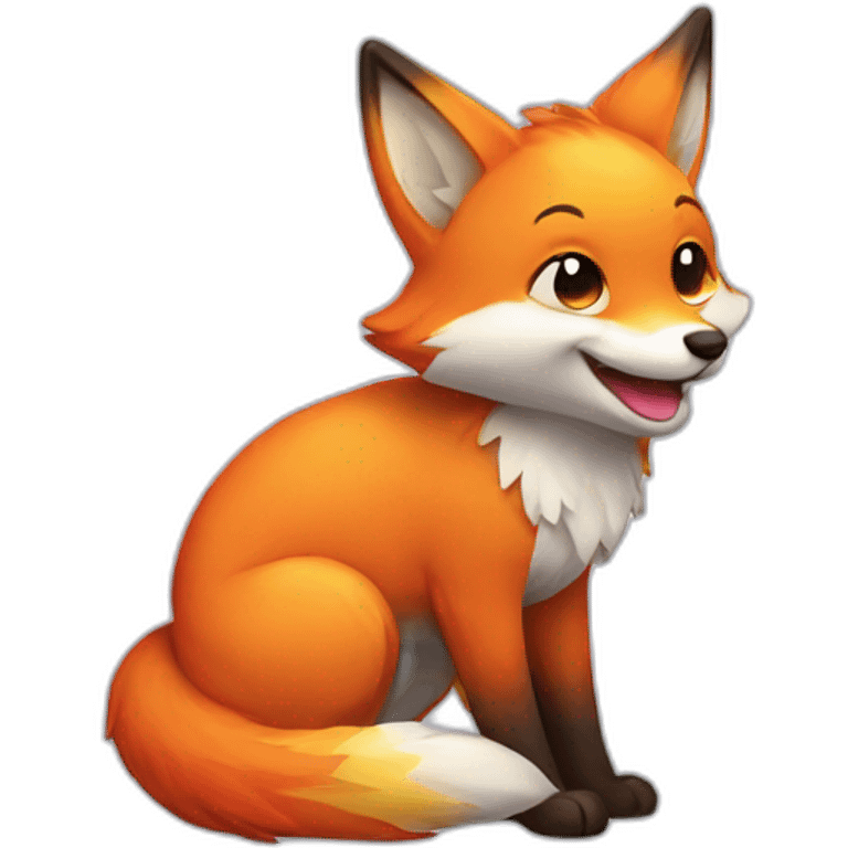 Rainbow fox smiling emoji