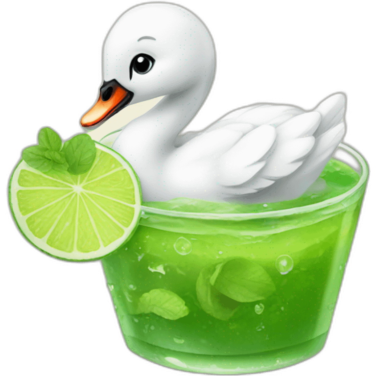 baby swan drinking mojito emoji