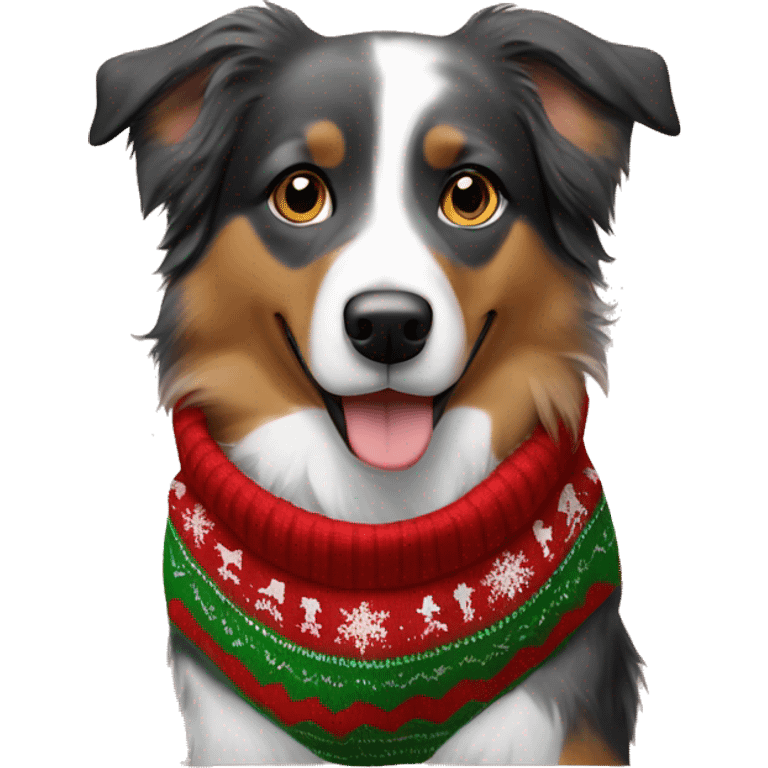 Australian Shepherd in christmas Sweater  emoji